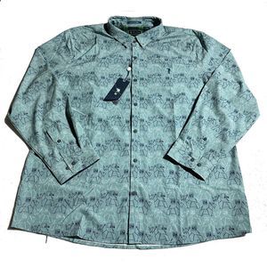William Murray Scotch Blend Button Down Shirt Carolina Blue Scottie Size XXL NWT